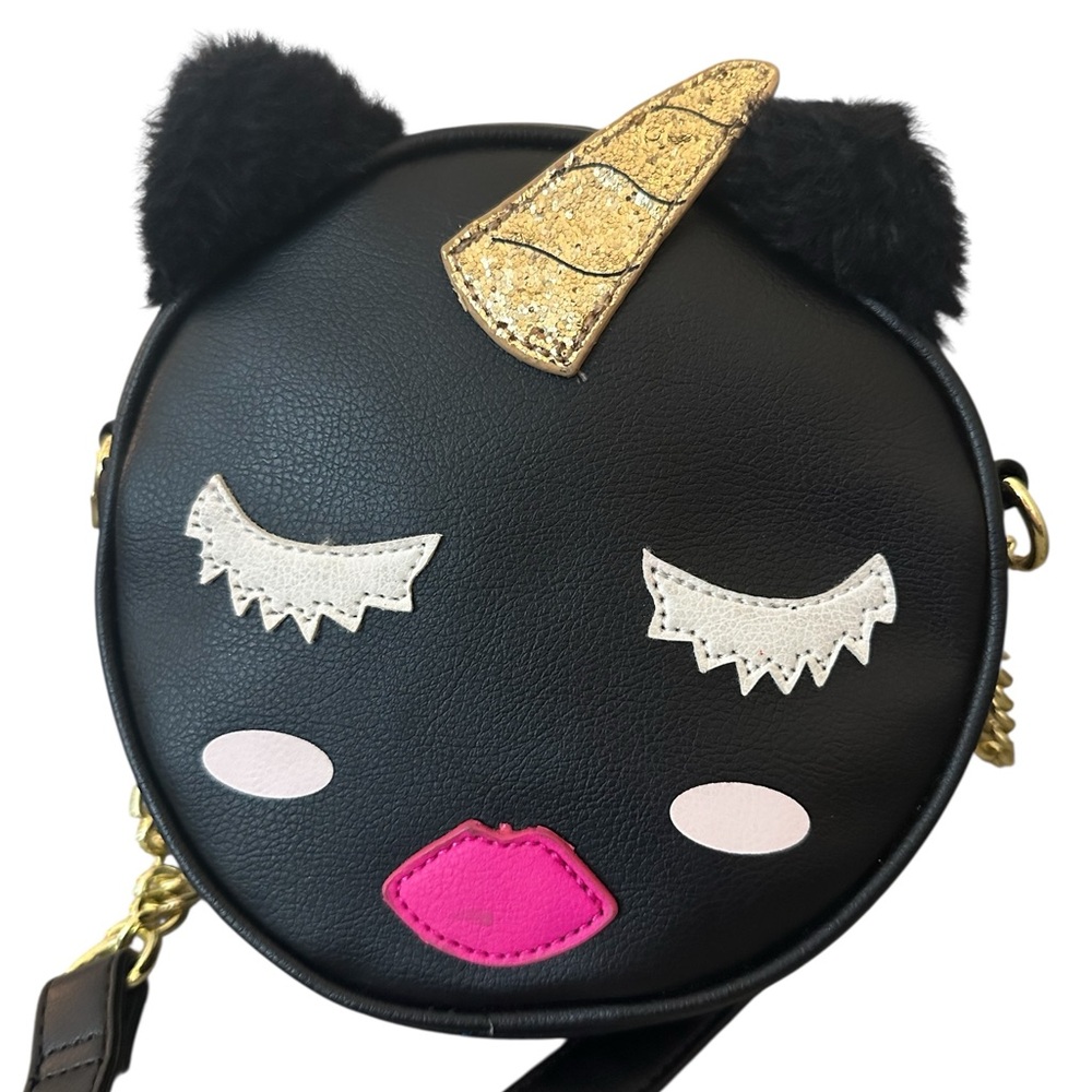 Betsey Johnson Black‎ Unicorn Cat Canteen Crossbody Bag NWT $53 MSRP Halloween - Picture 5 of 16
